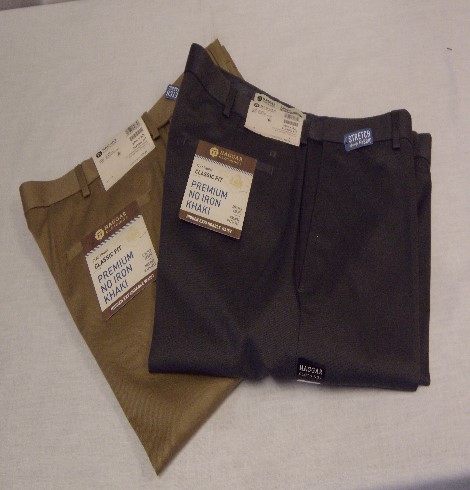 Haggar Men's Premium No Iron Khaki Straight Fit & Slim Fit Flat Front Casual  Pant, British Khaki, 30W x 30L at Amazon Men's Clothing store